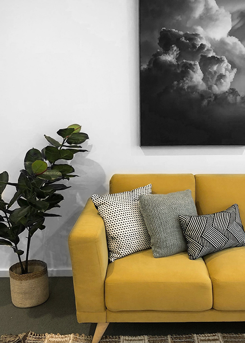 Heidelberg Apartment Mustard sofa - Melbourne Home Staging - Leeder Interiors